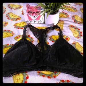 Little Black Lacy Racerback Bralette Bra
